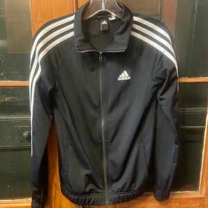 adidas Black Track Jacket with White Three-Stripes